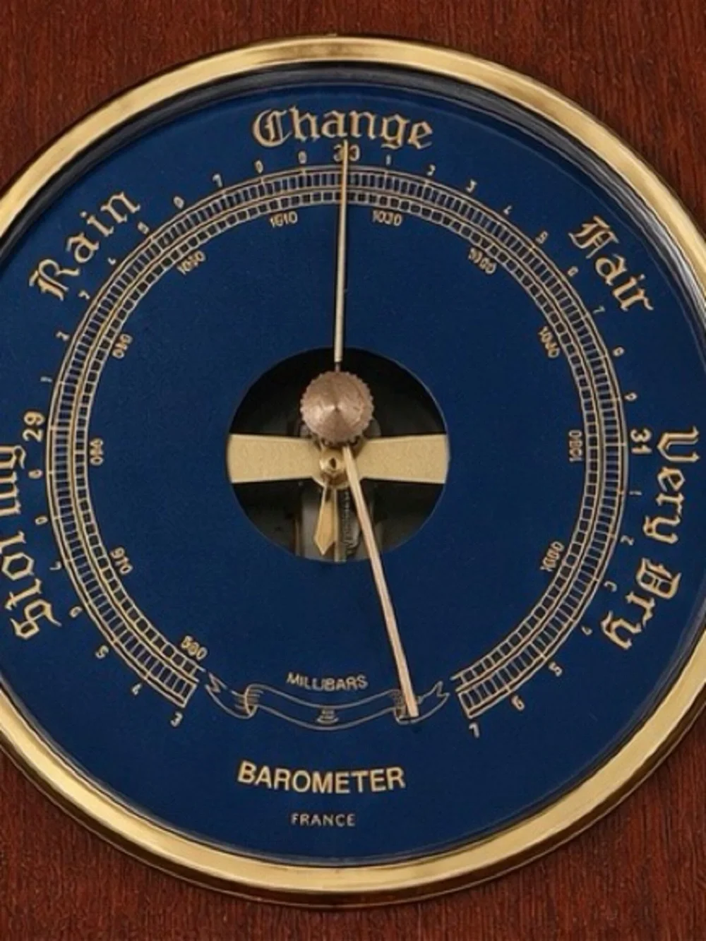 Hygrometer, Barometer, Thermometer Mahogany With Brass Corners Made In France